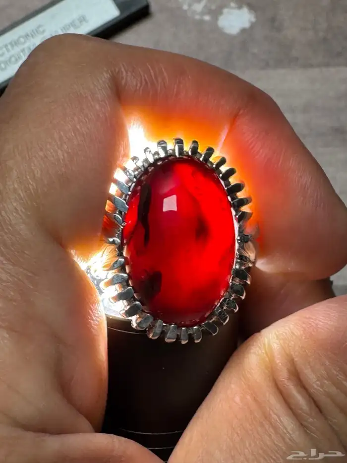 خاتم عقيق يماني كرز الكرز قبة صياغة حمادة VIP 15