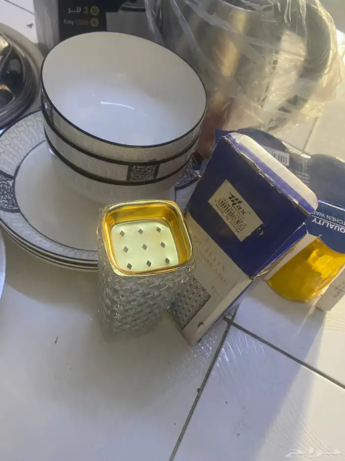 للبيع اغراض مطبخ طقم صحون واكواب جدد غلاية جديده قدور 100 1