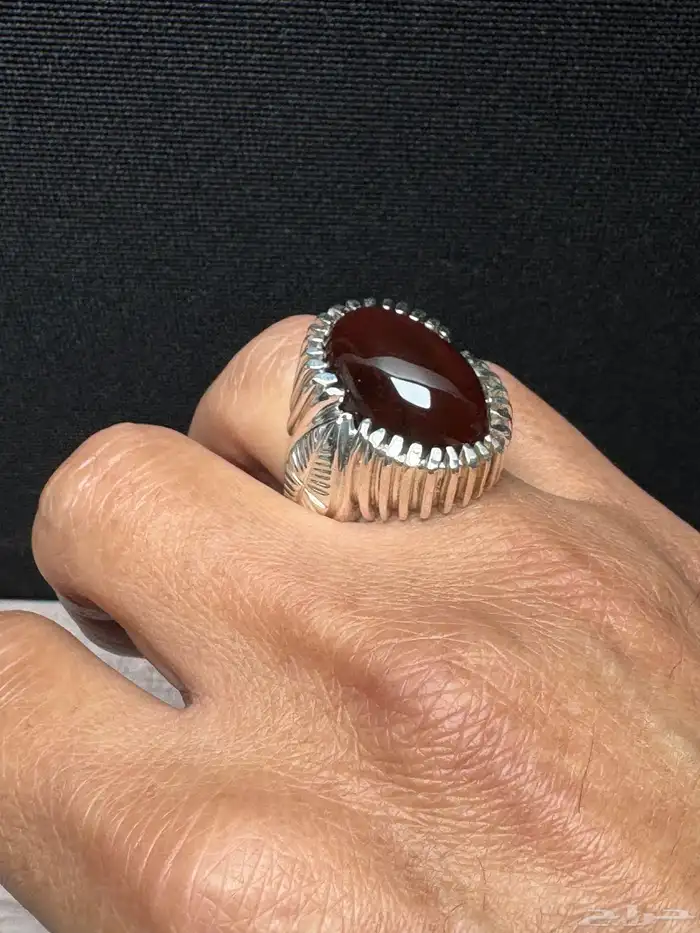 خاتم عقيق يماني كرز الكرز قبة صياغة حمادة VIP 8