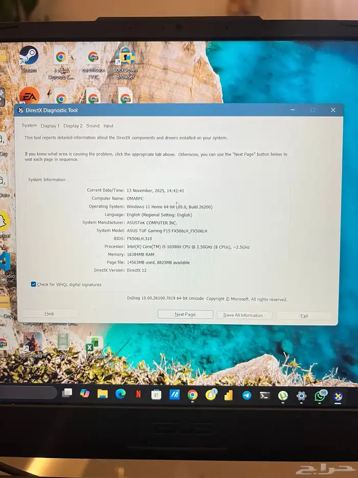 asus tuf gaming F15 0