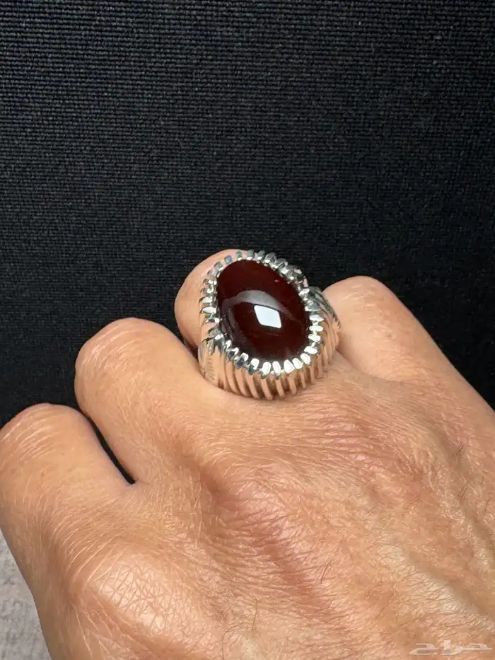 خاتم عقيق يماني كرز الكرز قبة صياغة حمادة VIP 10