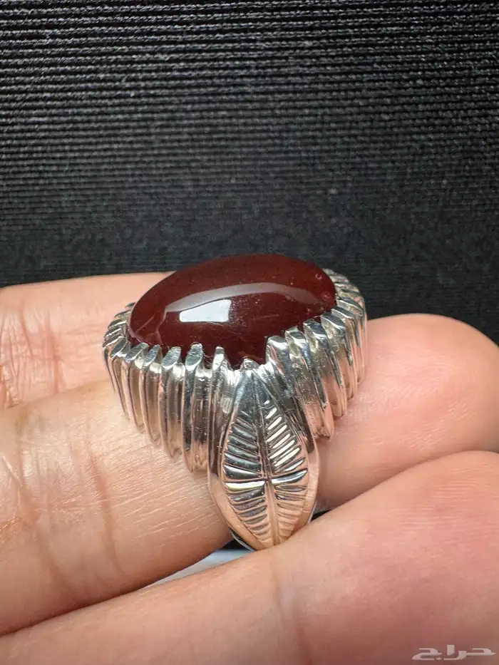 خاتم عقيق يماني كرز الكرز قبة صياغة حمادة VIP 22