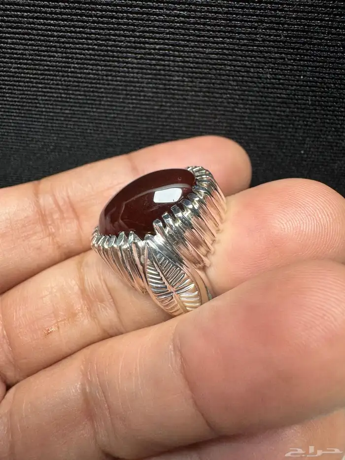 خاتم عقيق يماني كرز الكرز قبة صياغة حمادة VIP 21