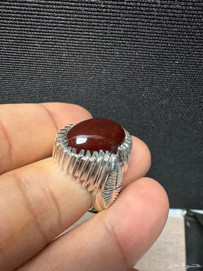 خاتم عقيق يماني كرز الكرز قبة صياغة حمادة VIP 20