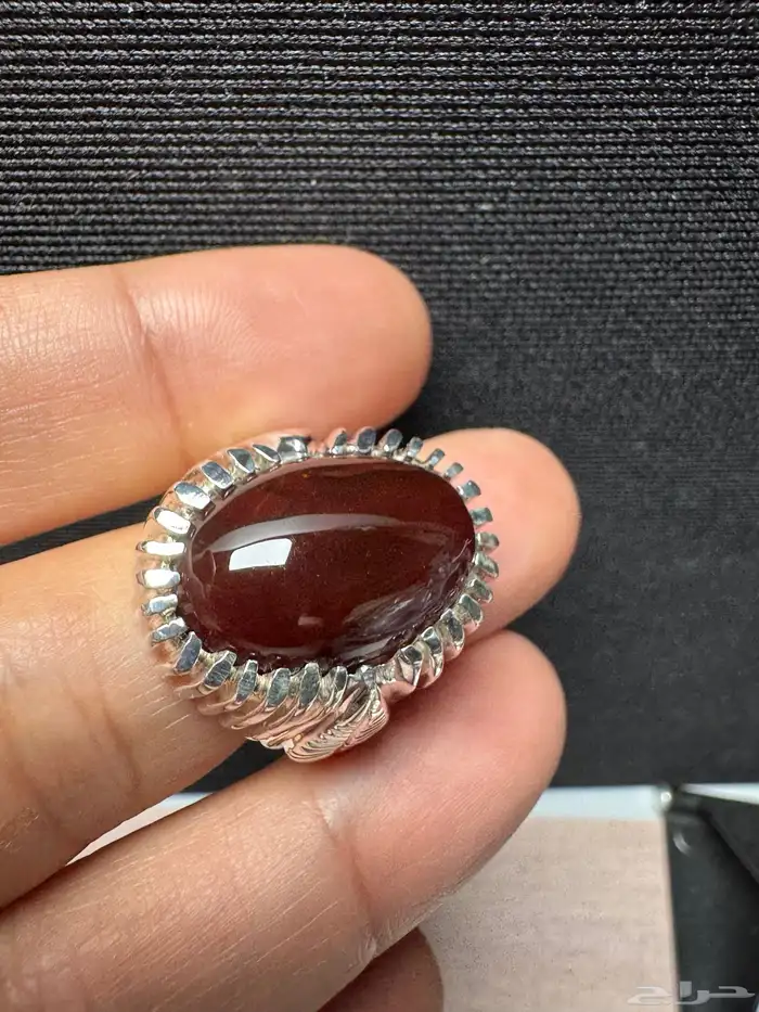 خاتم عقيق يماني كرز الكرز قبة صياغة حمادة VIP 19