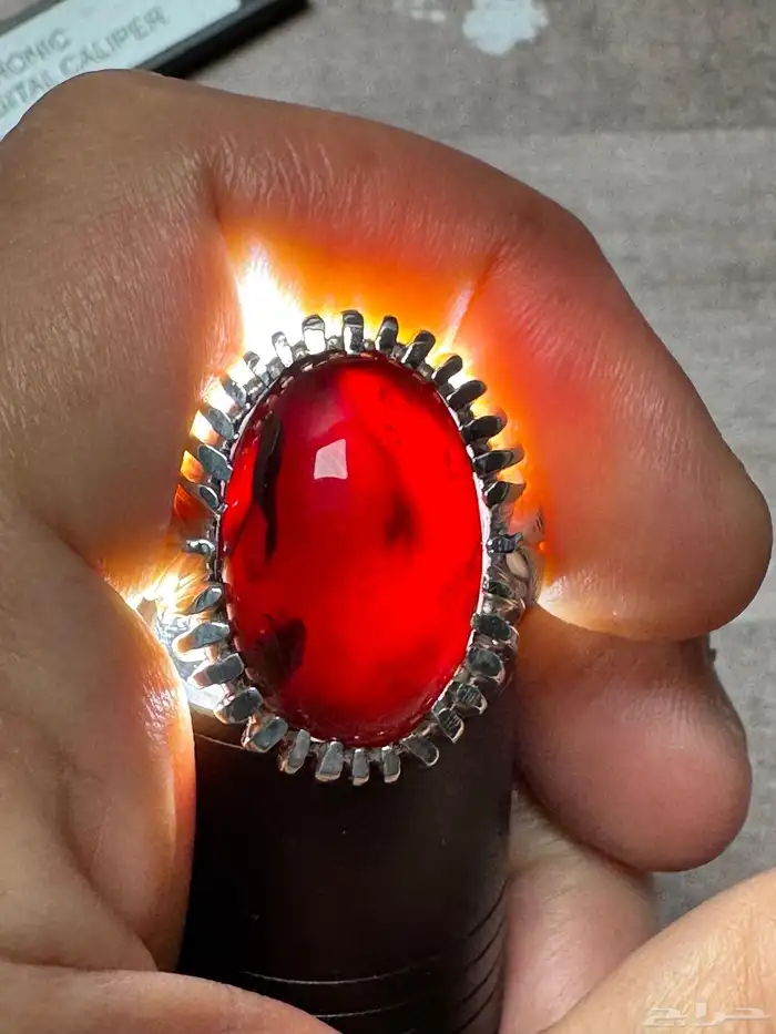 خاتم عقيق يماني كرز الكرز قبة صياغة حمادة VIP 16