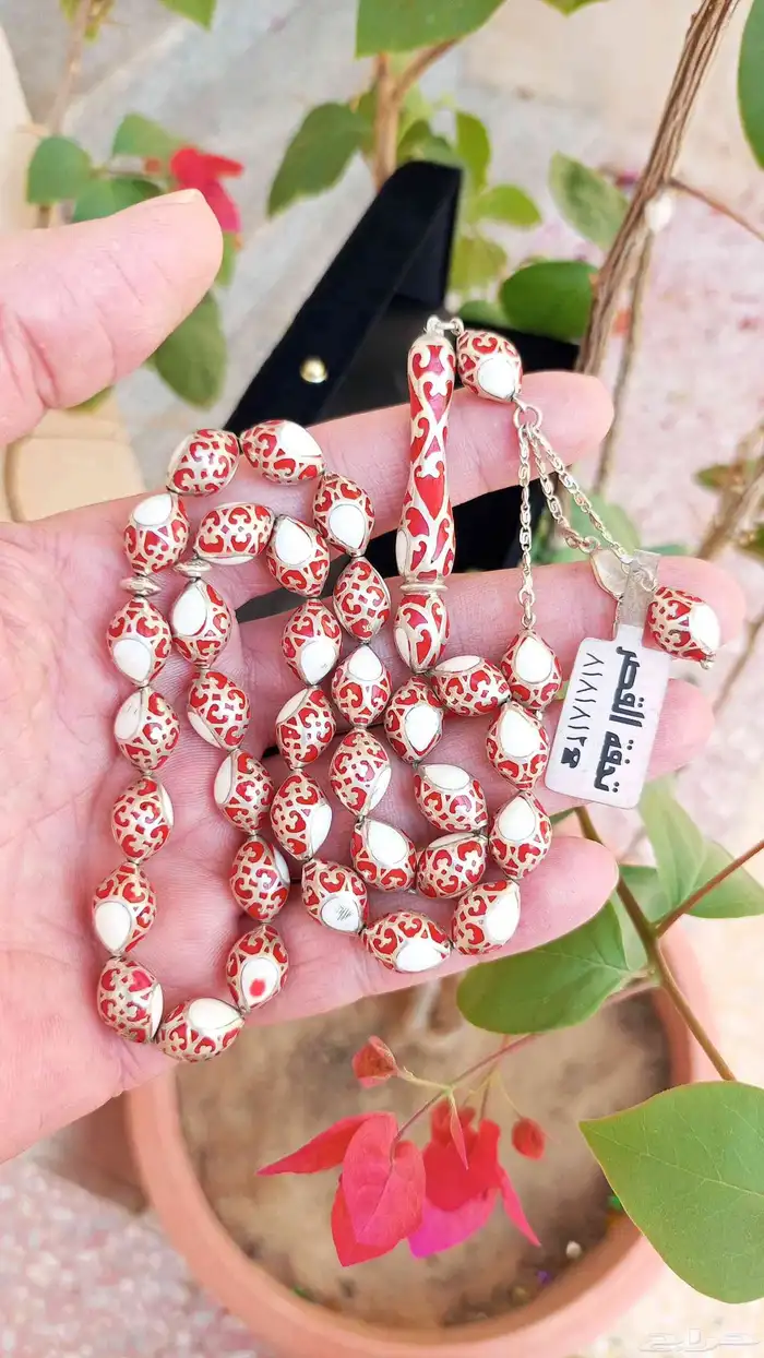 جديدة ( مخزنة غير مستعملة) سبحه مقفص فضه عاج مرجان السب 1