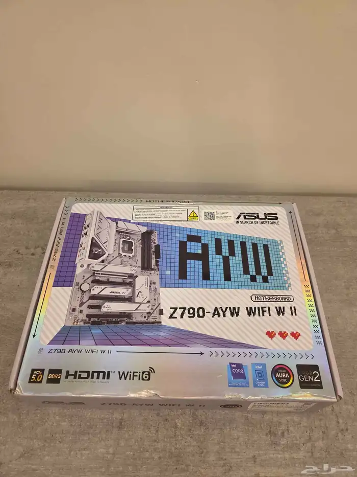 مذربورد Z790 اسوس أبيض بالكامل جديد بكرتونه 0