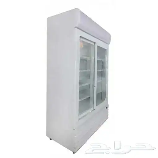 ثلاجة عرض بانكول 45 قدم   2 باب زجاج سحاب أبيض جديدة 1