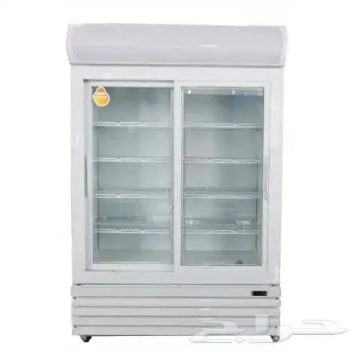 ثلاجة عرض بانكول 45 قدم   2 باب زجاج سحاب أبيض جديدة 0