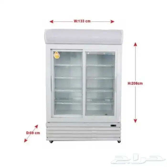 ثلاجة عرض بانكول 45 قدم   2 باب زجاج سحاب أبيض جديدة 2