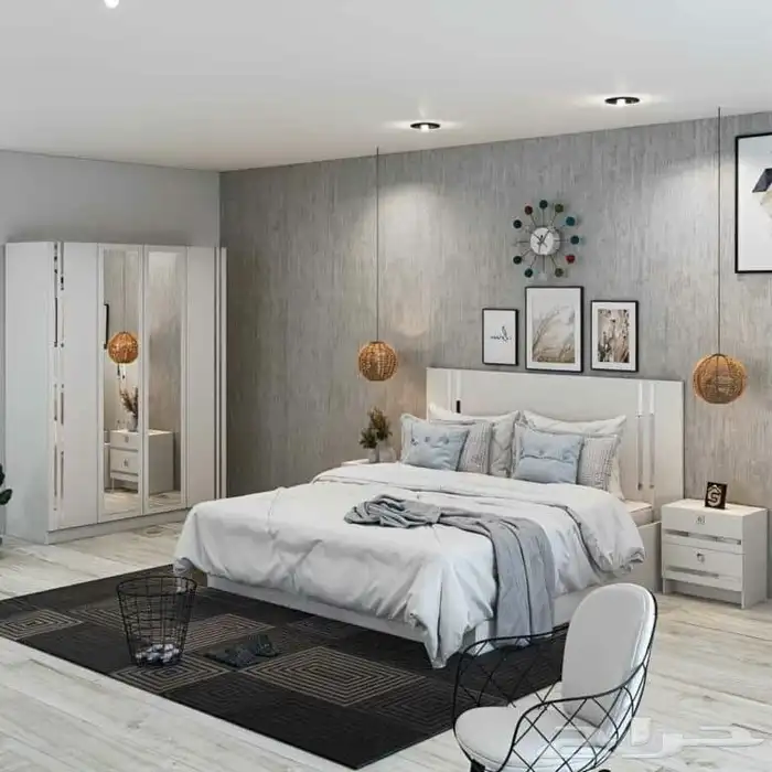 دولاب و خزانة بمرايا لون أبيض 7