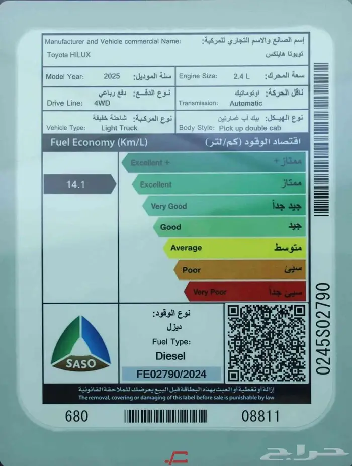 تتوفر فئات هايلوكسات اصفار لمبيعات النقد والبنك بأقل ربح0.35 11