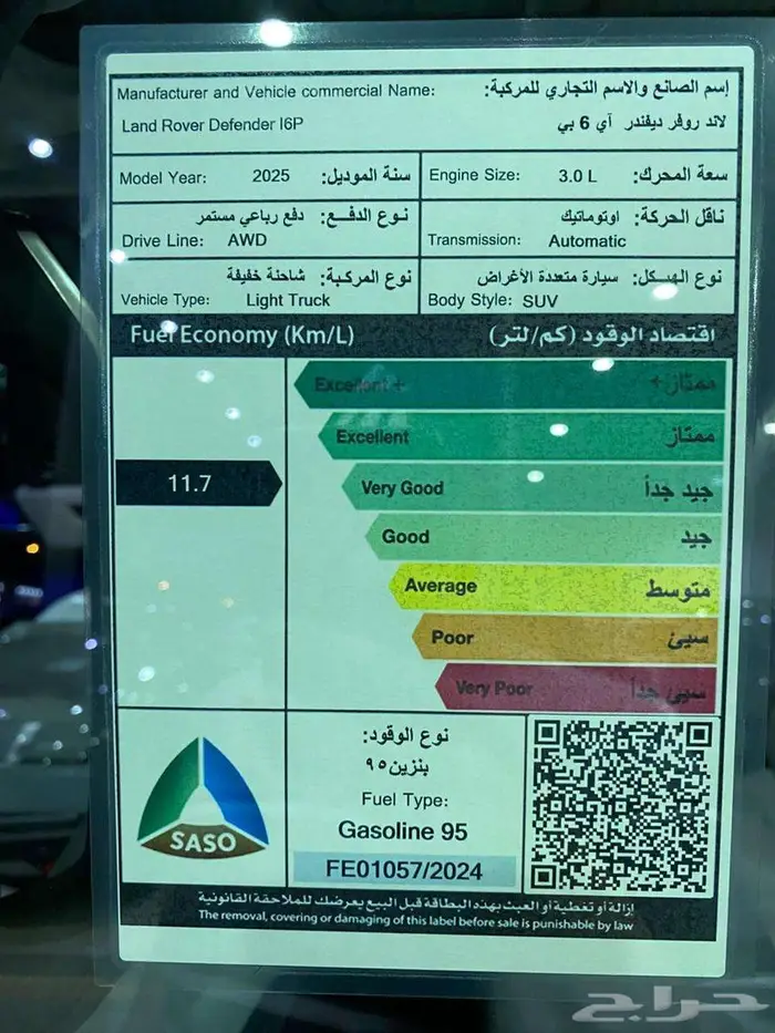 لاند روفر دفندر 2025 ازرق فاتح 6 سلندر سعودي ماشيه 21000كم 33
