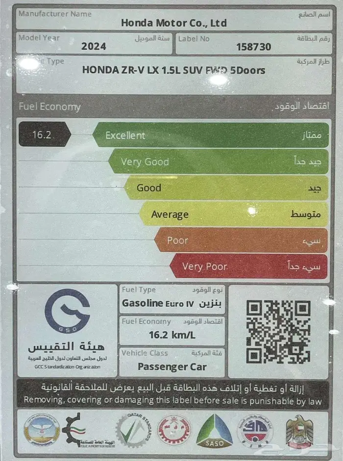 هوندا ZR.V ستاندر خليجي 2024 اقساط جميع البنوك 16