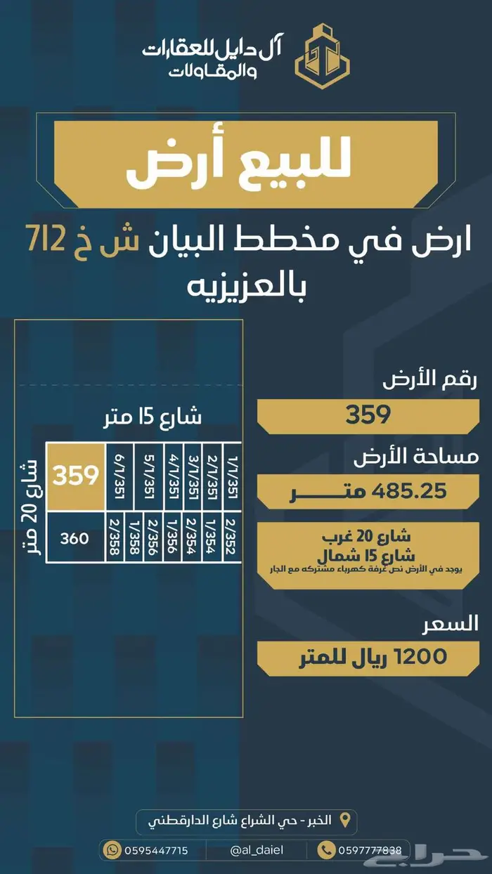 للبيع ارض كامله في حي المها طريق الخالديه 528 م 6
