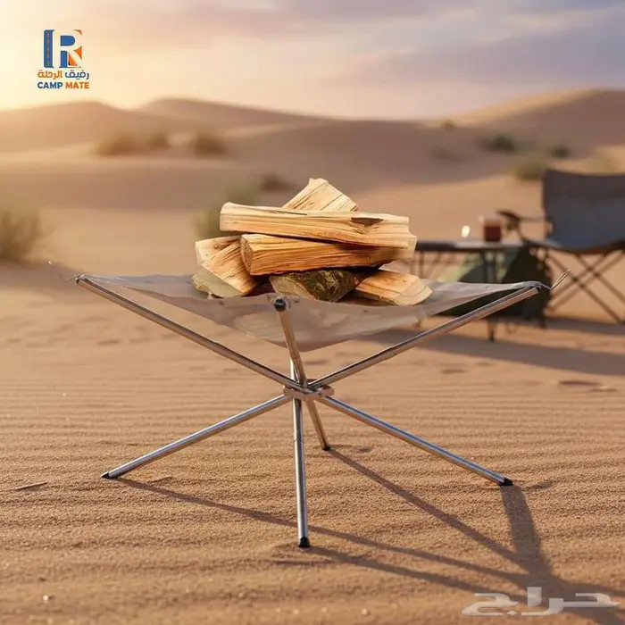 فَن ار من الفولاذ المقاوم للصدأ   حامل خشب النار 0