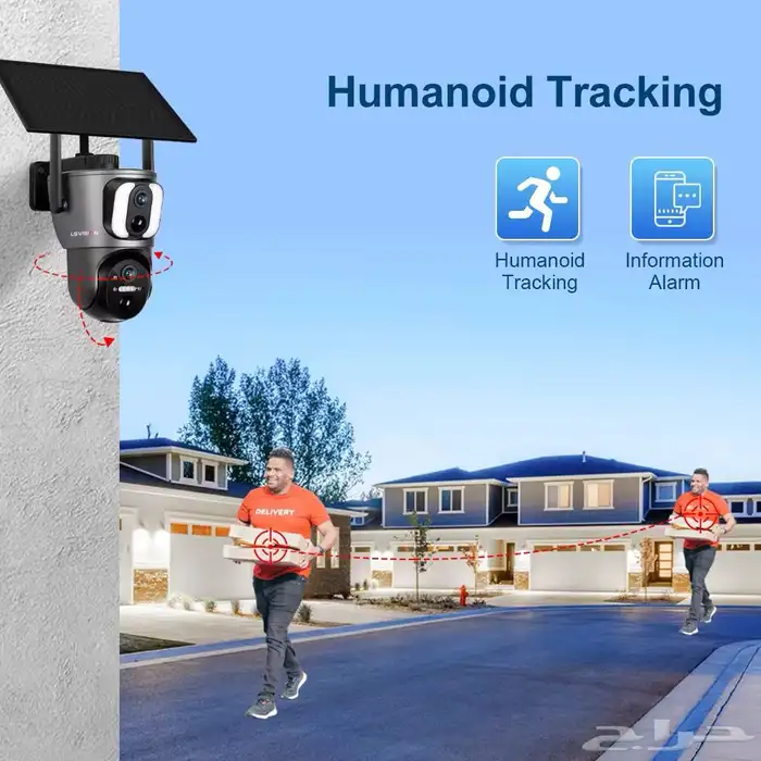 كاميرا المراقبة بالطاقة الشمسية شريحة انترنت 4G و عدستين 4