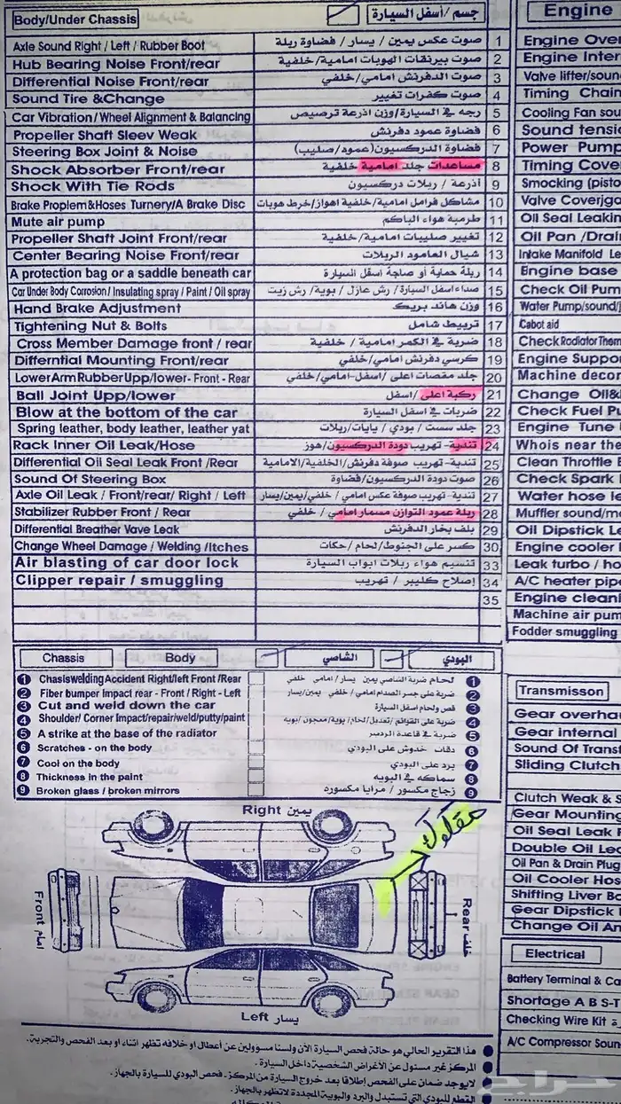 فحص جميع السيارات وقطع 0