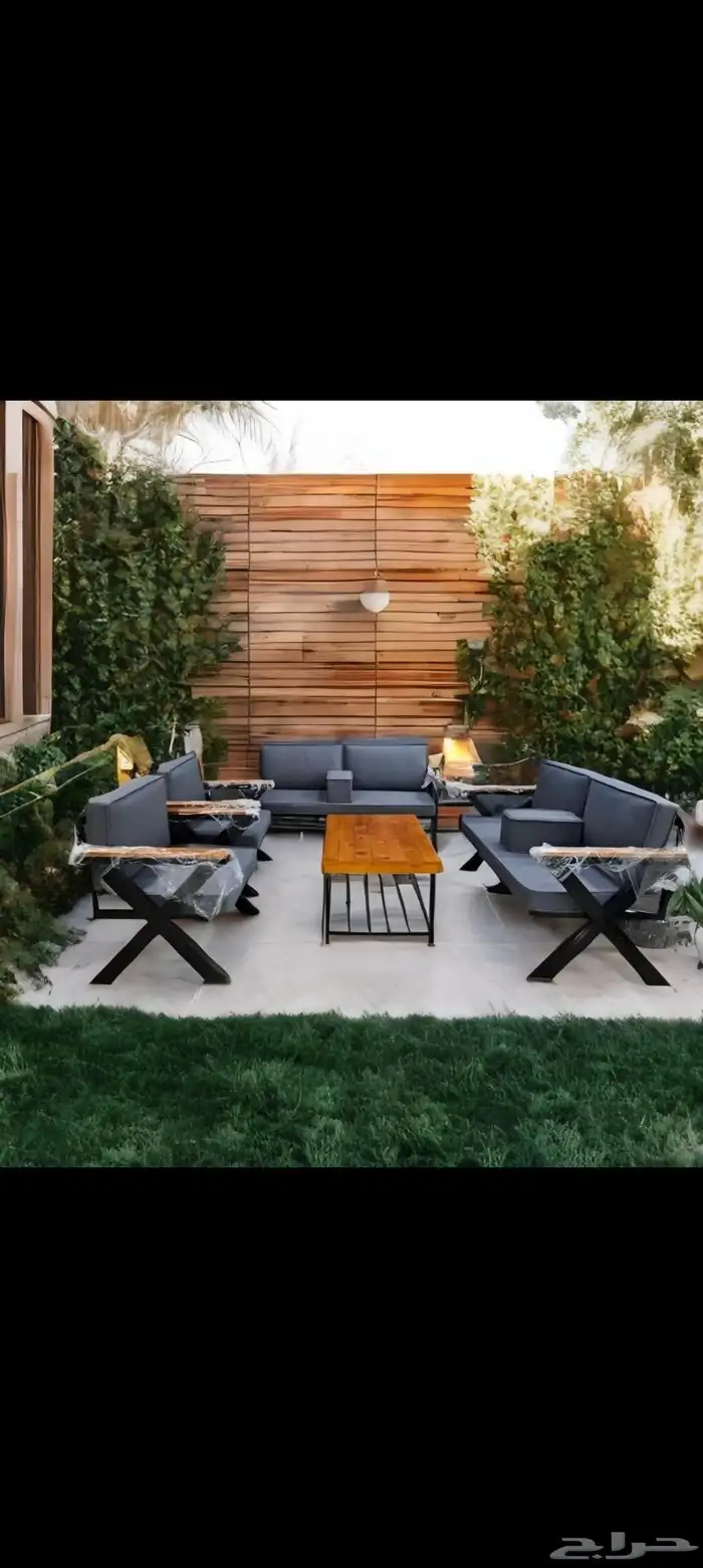 جلسات خارجيه خشب خالص وجلسات حديد تفصيل حسب الطلب 1