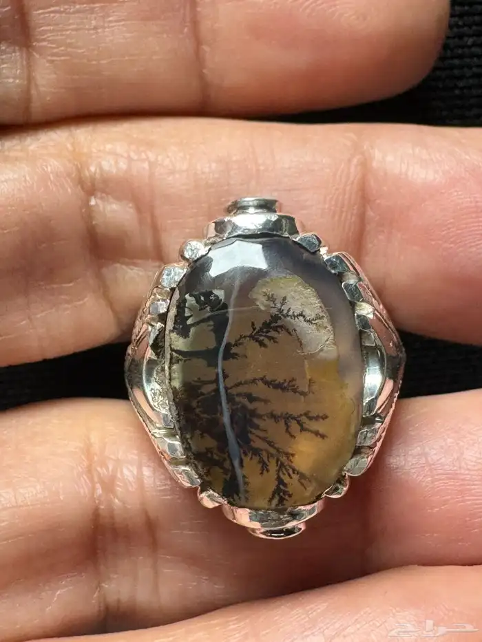 خاتم عقيق يماني شجري مصور صياغة حمادة VIP 13