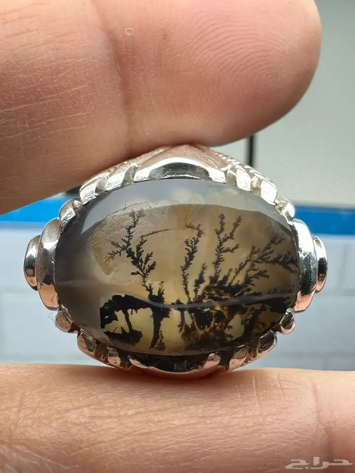 خاتم عقيق يماني شجري مصور صياغة حمادة VIP 1