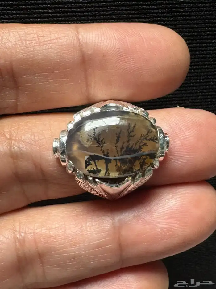 خاتم عقيق يماني شجري مصور صياغة حمادة VIP 6