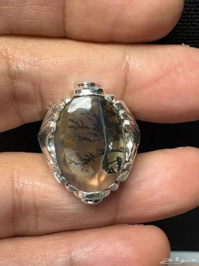 خاتم عقيق يماني شجري مصور صياغة حمادة VIP 12