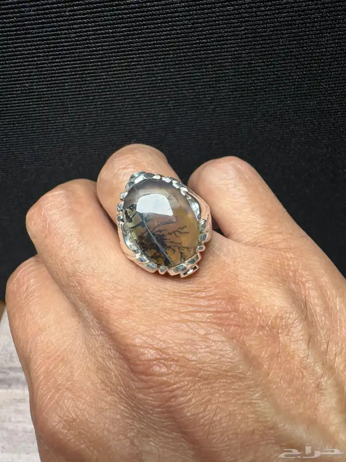 خاتم عقيق يماني شجري مصور صياغة حمادة VIP 20