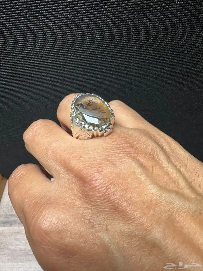 خاتم عقيق يماني شجري مصور صياغة حمادة VIP 19