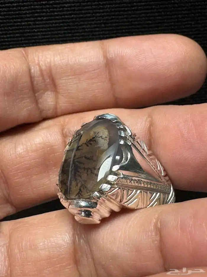 خاتم عقيق يماني شجري مصور صياغة حمادة VIP 15