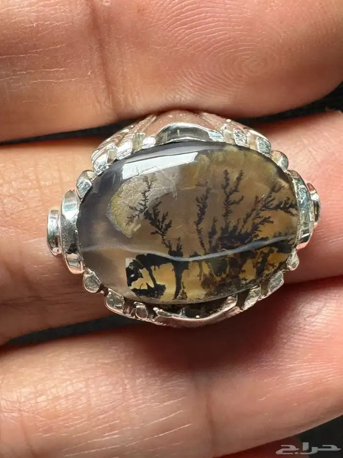 خاتم عقيق يماني شجري مصور صياغة حمادة VIP 2