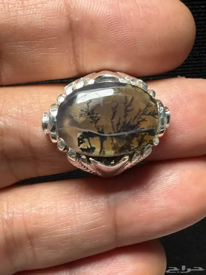 خاتم عقيق يماني شجري مصور صياغة حمادة VIP 4