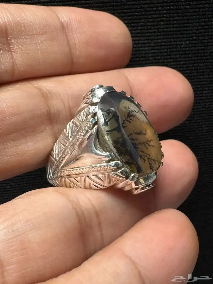 خاتم عقيق يماني شجري مصور صياغة حمادة VIP 10