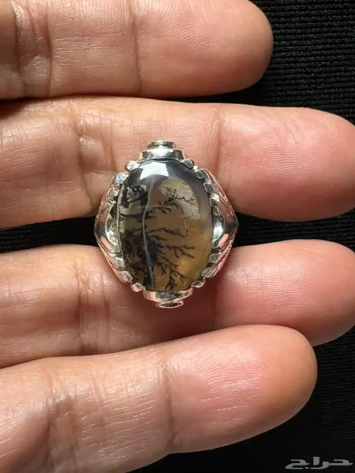 خاتم عقيق يماني شجري مصور صياغة حمادة VIP 11