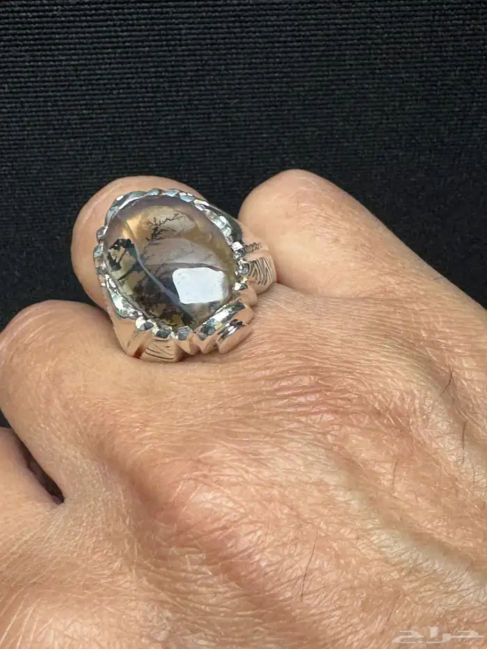 خاتم عقيق يماني شجري مصور صياغة حمادة VIP 8