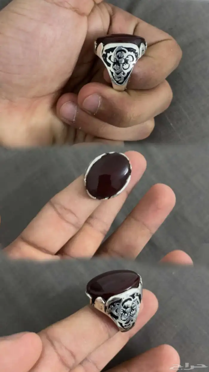 خاتم عقيق يماني. كبدي . فضه خالص جديد ما شاء الله تبارك 4