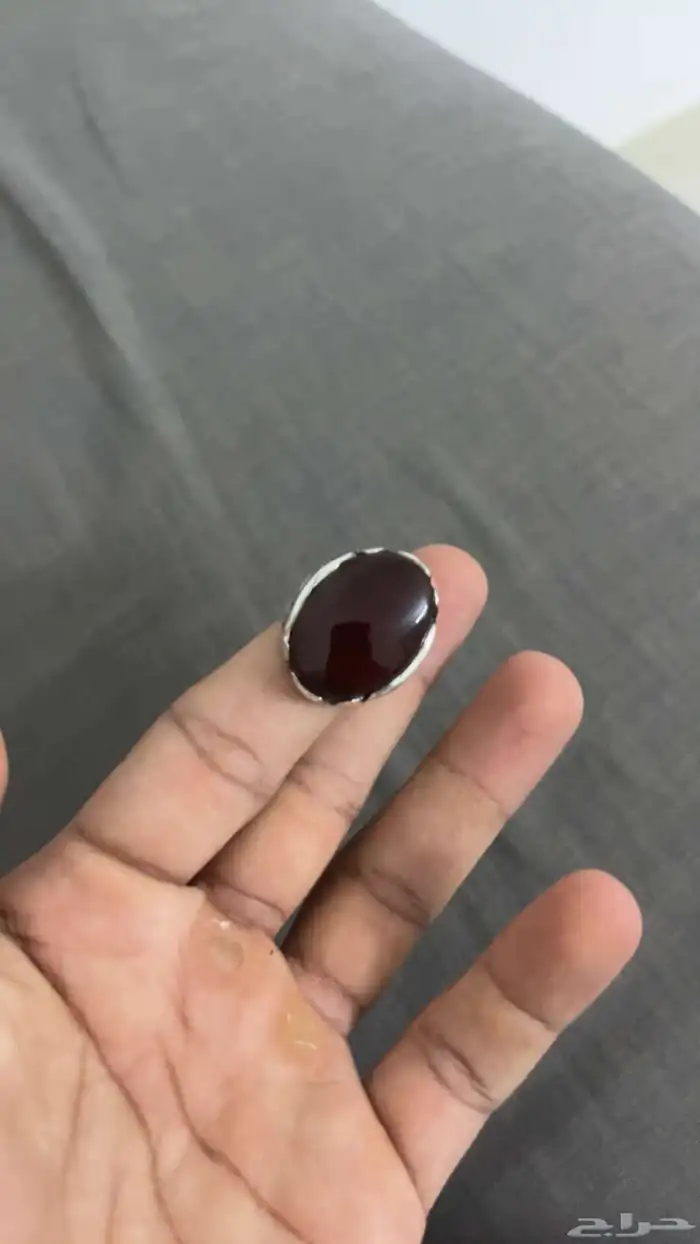 خاتم عقيق يماني. كبدي . فضه خالص جديد ما شاء الله تبارك 1