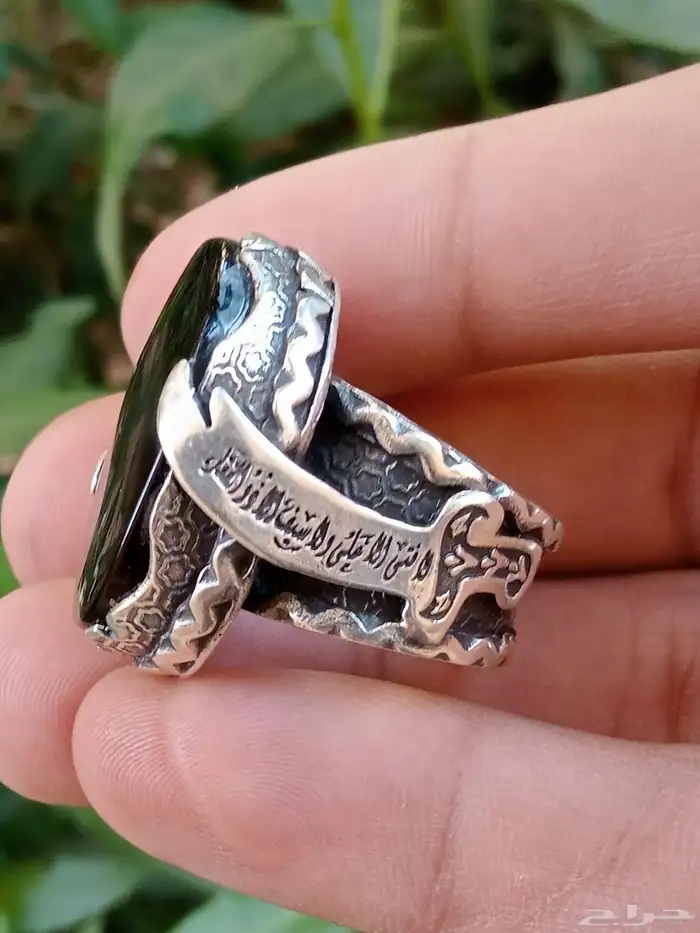 خاتم فضه ب حجر طبيعي 1
