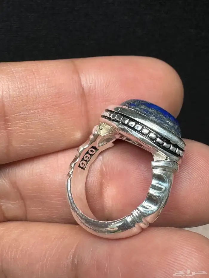 خاتم لازورد افغاني طبيعي صاغة عارف عيار 990 27