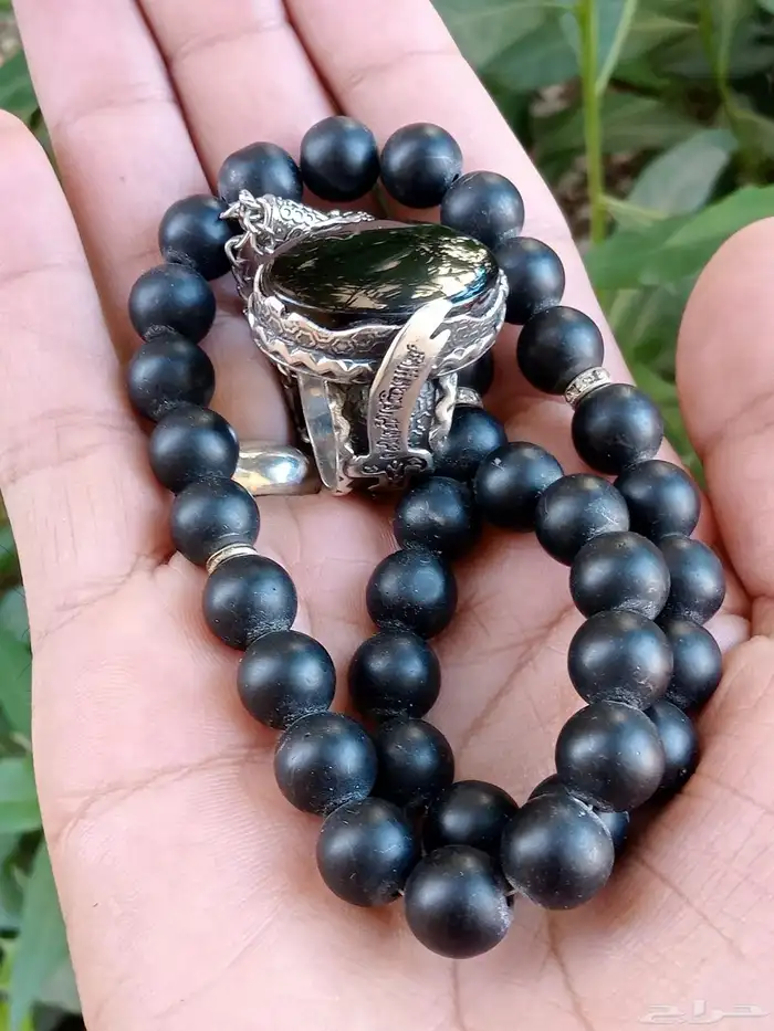 خاتم فضه ب حجر طبيعي 2