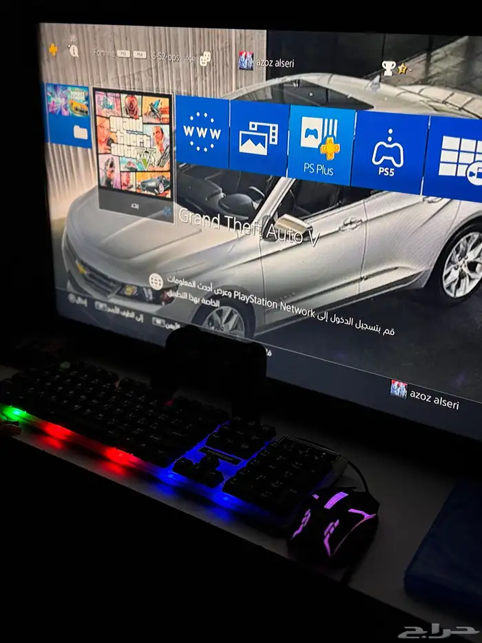 سوني 4 وملحقاته مع كيبورد مع شريط قراند و فيفا 22 4