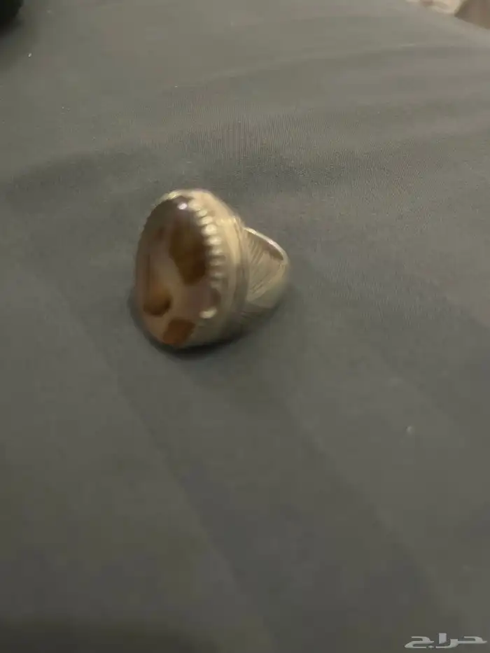 خاتم فضه عقيق يماني مصور 1