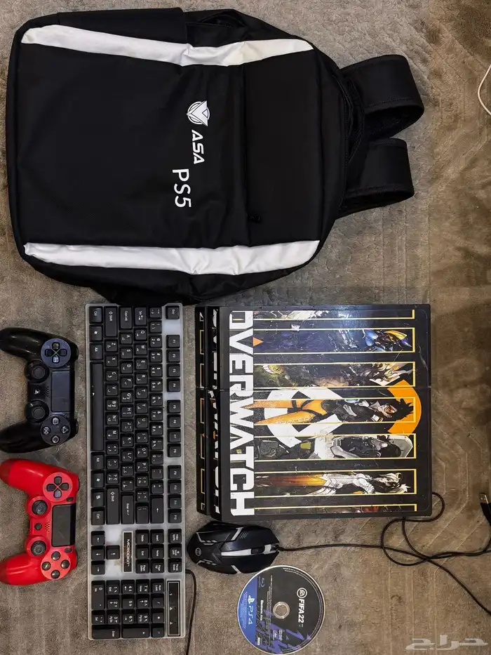 سوني 4 وملحقاته مع كيبورد مع شريط قراند و فيفا 22 0