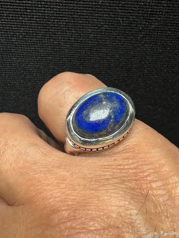 خاتم لازورد افغاني طبيعي صاغة عارف عيار 990 22
