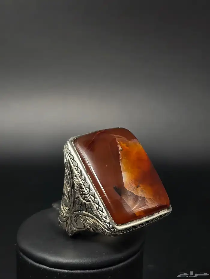 خاتم عقيق يماني كبدي مشجر 2