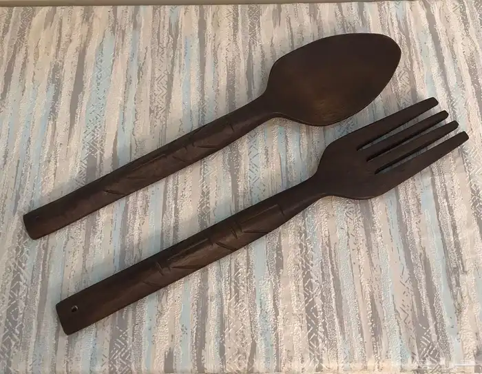 ملعقه شوكه خشب ديكور 0