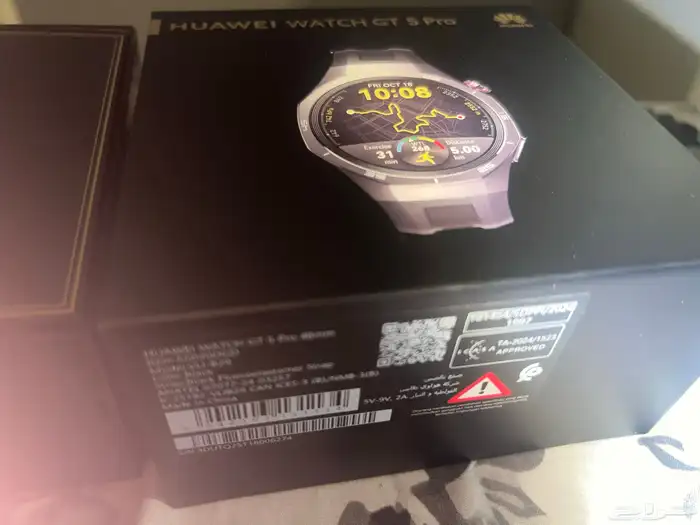ساعة هواوي جي تي 5 برو بسير اسود شبهه جديده دون خدوش 0