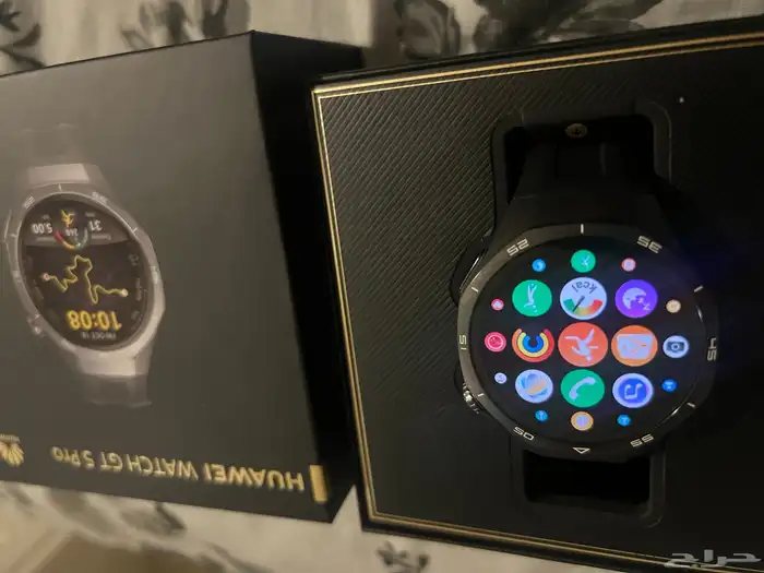 ساعة هواوي جي تي 5 برو بسير اسود شبهه جديده دون خدوش 1