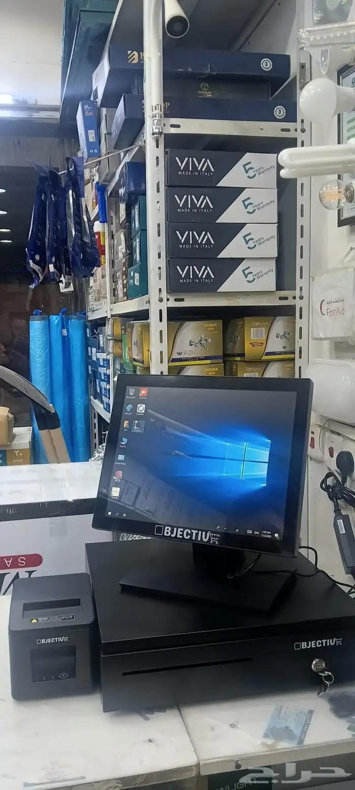 جهاز كاشير لمس مزود بصندوق نقود وطابعه فواتير وبرنامج حسابى 0